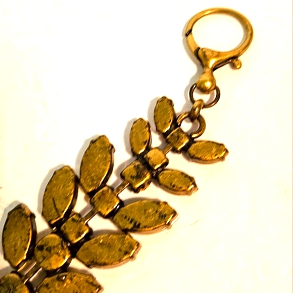 Retired Fossil Bronze Tone Floral Bracelet Topaz & Chocolate Rhinestone … - Picture 8 of 10